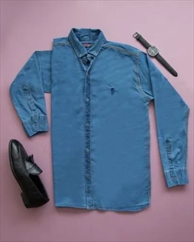 10 مدل پیراهن مردانه جدید لی آبی روشن (2024)