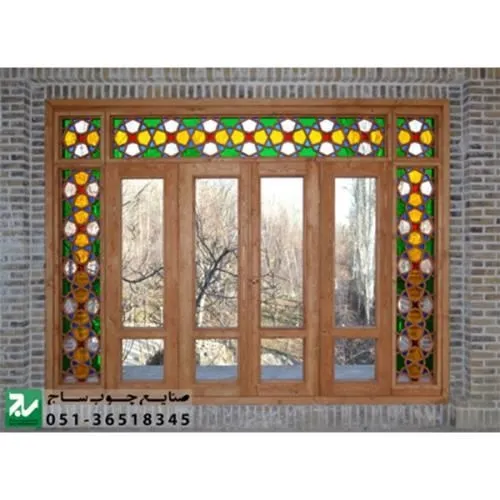 پنجره-شیشه-رنگی-چوبی-سنتی-اُرُسی-گره-چینی-مشبک-صنایع-چوب-ساج