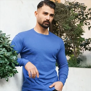 1000 تیشرت مردانه آستین بلند آبی مدل Tom (2024)