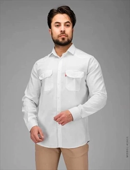 1000 پیراهن مردانه آستین بلند سفید Alma (2024)