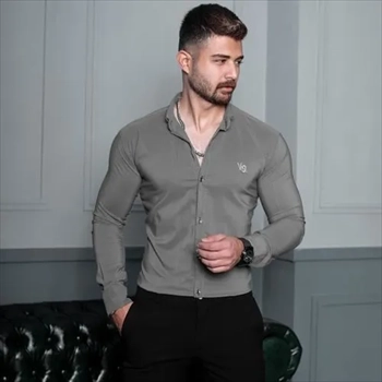 1000 پیراهن مردانه طوسی تیره مدل VQ (2024)