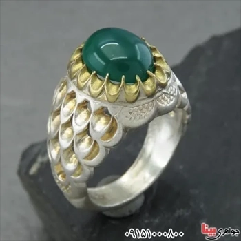 انگشتر عقیق سبز مردانه خوشرنگ و خاص _کد:۲۸۶۰۶