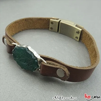 دستبند عقیق سبز حکاکی لبیک یا حسین _کد:۲۹۵۹۶