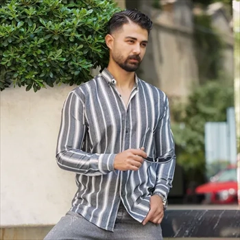 1000 پیراهن راه راه طوسی مردانه مدل Rami (2024)