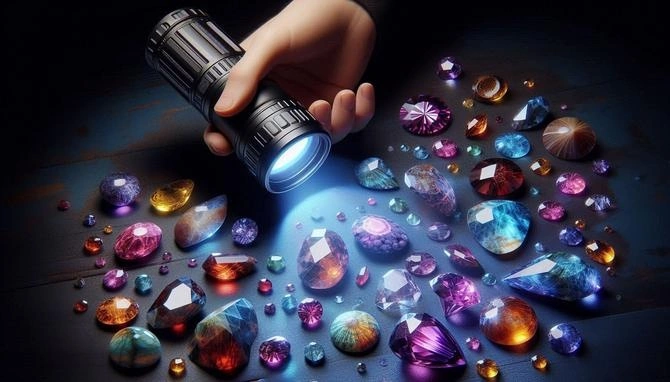 چراغ قوه یو وی برای تشخیص سنگ های قیمتی